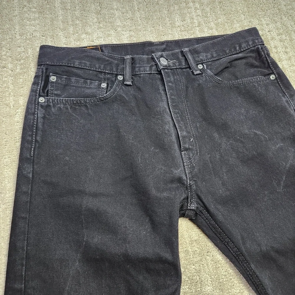 Levis 505 Jeans Men 34x30 *READ Black Denim Stretch Straight Leg Grunge‎ Biker